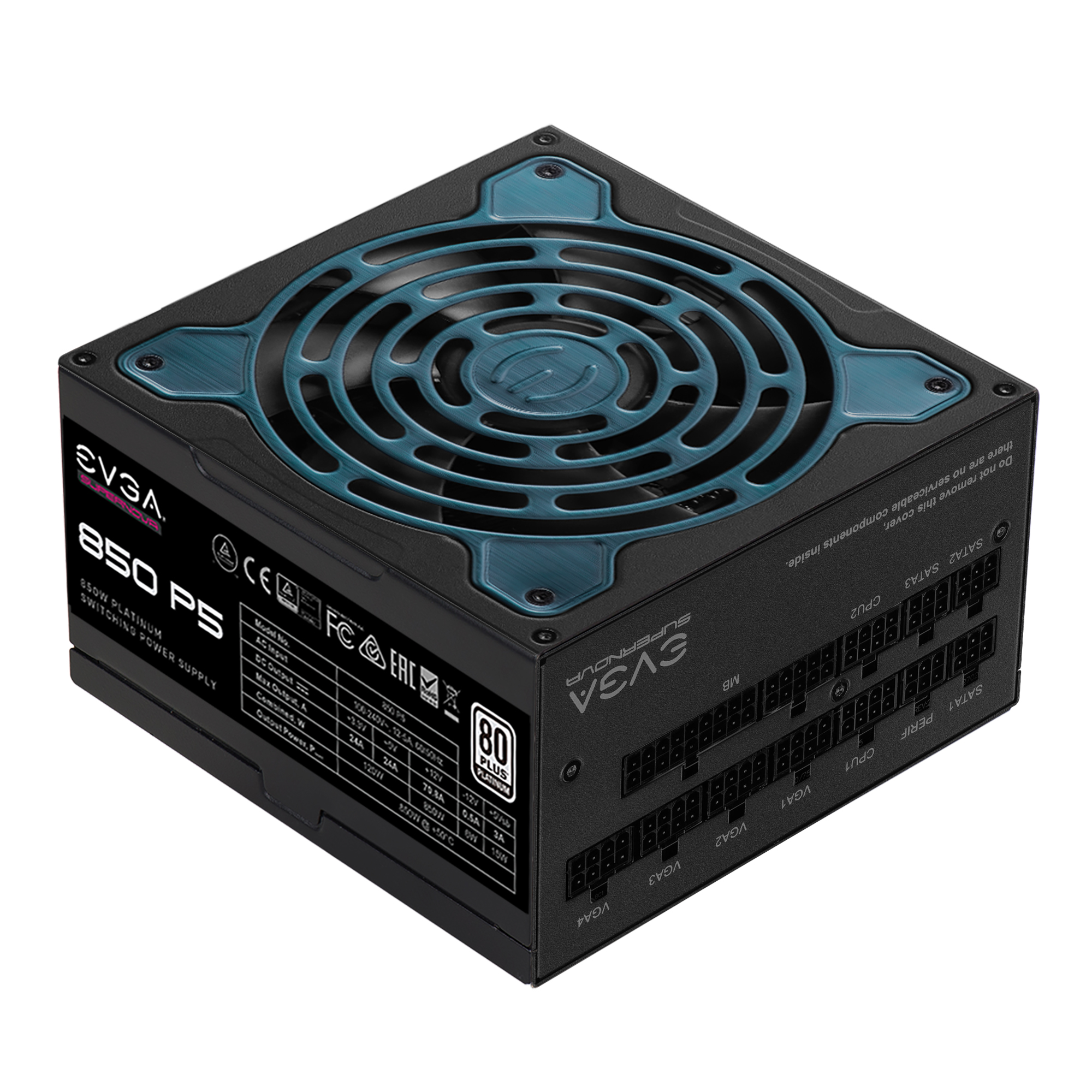 Fuente de Poder EVGA SuperNOVA 850 P5 850W ATX 12V 80 Plus Platinum Full Modular 24-pin Eco Mode Fan 140mm Negro 220-P5-0850-X1 - Evga