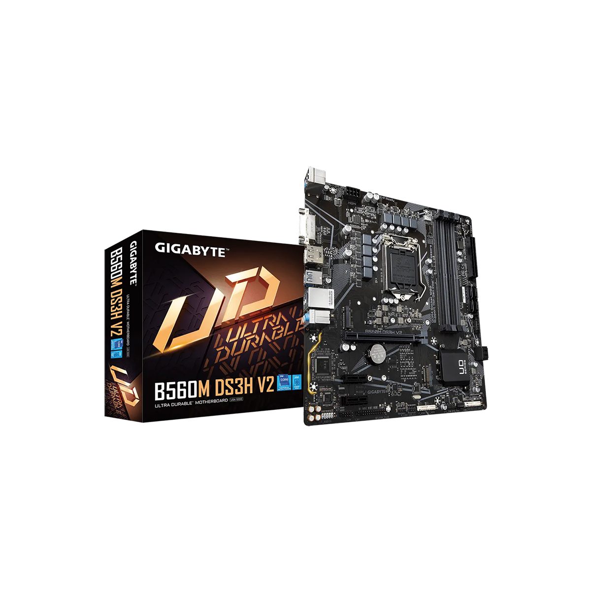 Gigabyte B560M DS3H V2 - 1.0 - placa base - micro ATX - Socket LGA1200 - B560 Chipset - USB-C Gen1 USB 3.2 Gen 1 - Gigabit LAN - Tarjeta gráfica CPU necesaria - HD Audio 8-canales - Código: B560MDS3HV2 | Compra en Guadalajara