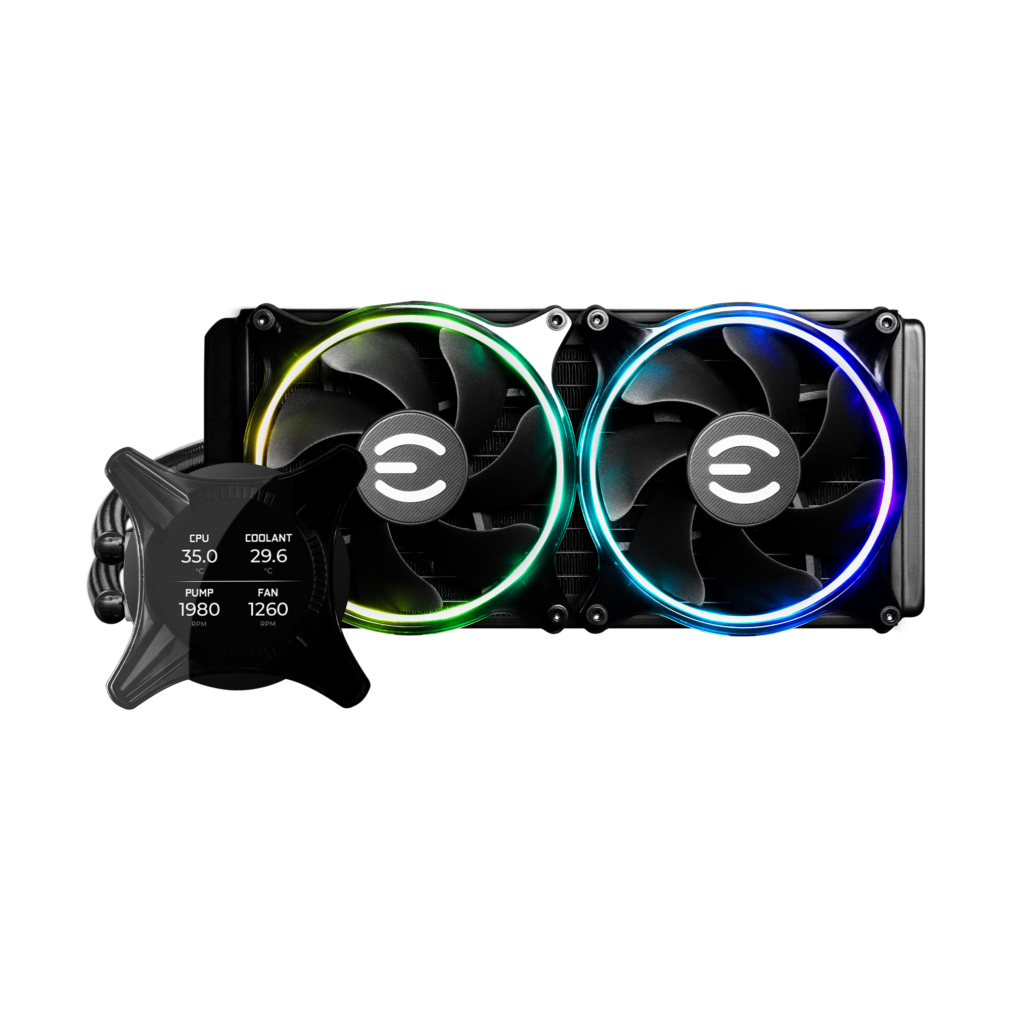 Enfriamiento Liquido para CPU EVGA CLCx AIO 240mm ARGB Display LCD Compatible S 1200 1700 AM4 AM5 Negro 400-HY-CX24-V1 - Código: 400-HY-CX24-V1 | Compra en Guadalajara