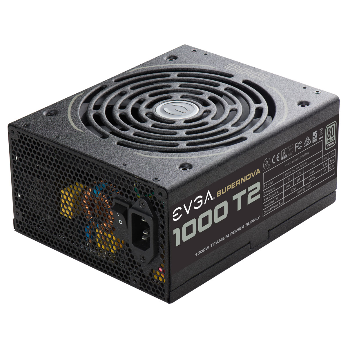 PSU EVGA 1000W SUPERNOVA T2 80 PLUS TITANIUM MODULAR 220-T2-1000-X1 - Código: 220-T2-1000-X1 | Compra en Guadalajara