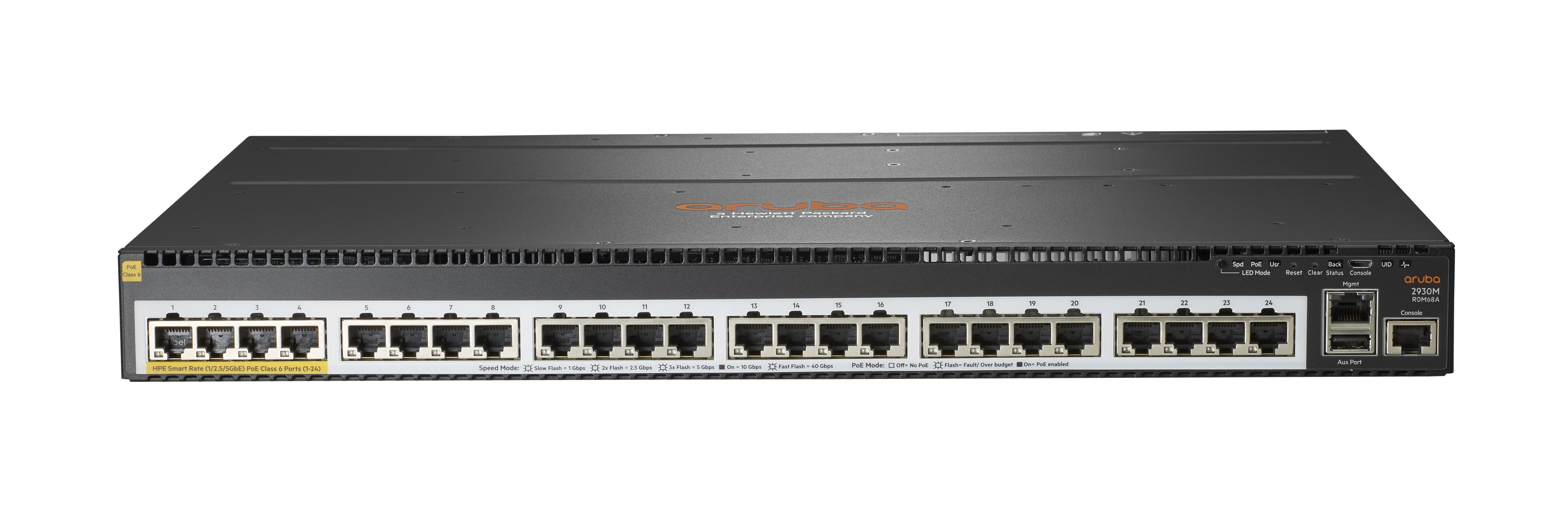 Aruba2930M 24 HPE Smart Rate PoE Class 6 1-slot Gestionado L3 Gigabit Ethernet 10/100/1000 Energía sobre Ethernet PoE 1U Gris R0M68A - Código: R0M68A | Compra en Guadalajara