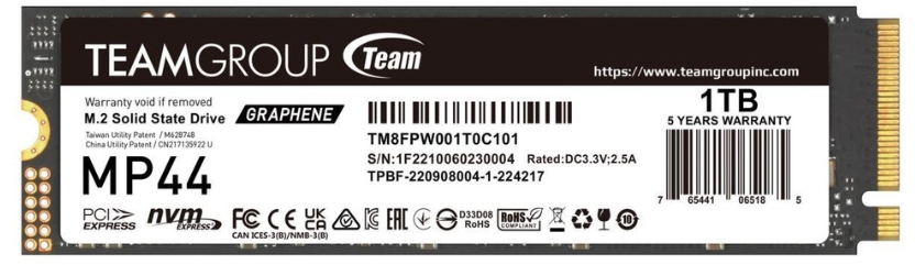 SSD INTERNO TEAMGROUP MP44 1TB M2 PCIE GEN4 NVME 14 7400 6500 MBS TM8FPW001T0C101 - Código: TM8FPW001T0C101 | Compra en Guadalajara