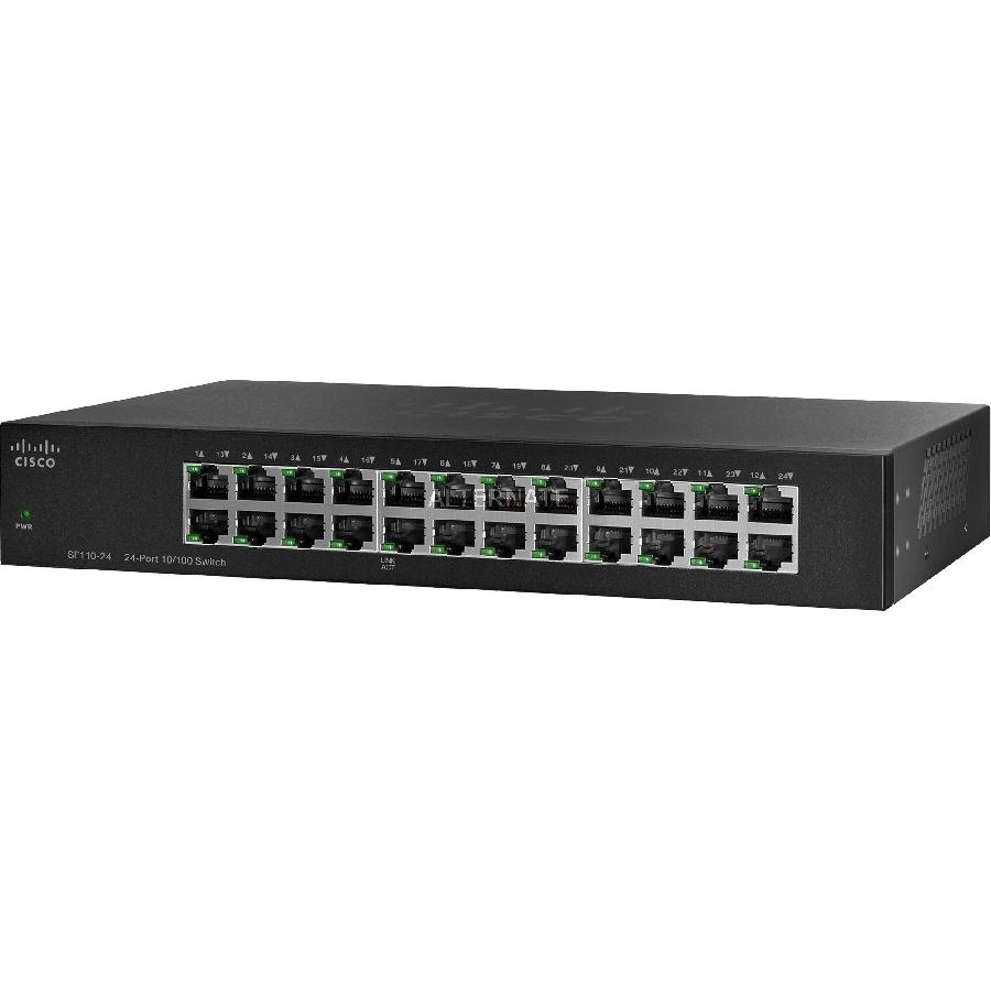 SWITCH CISCO SMB 24 PUERTOS 10/100 NO ADMINISTRABLE (PLUG  AND  PLAY) RACK 4.8 GBIT/S - SF110-24-NA