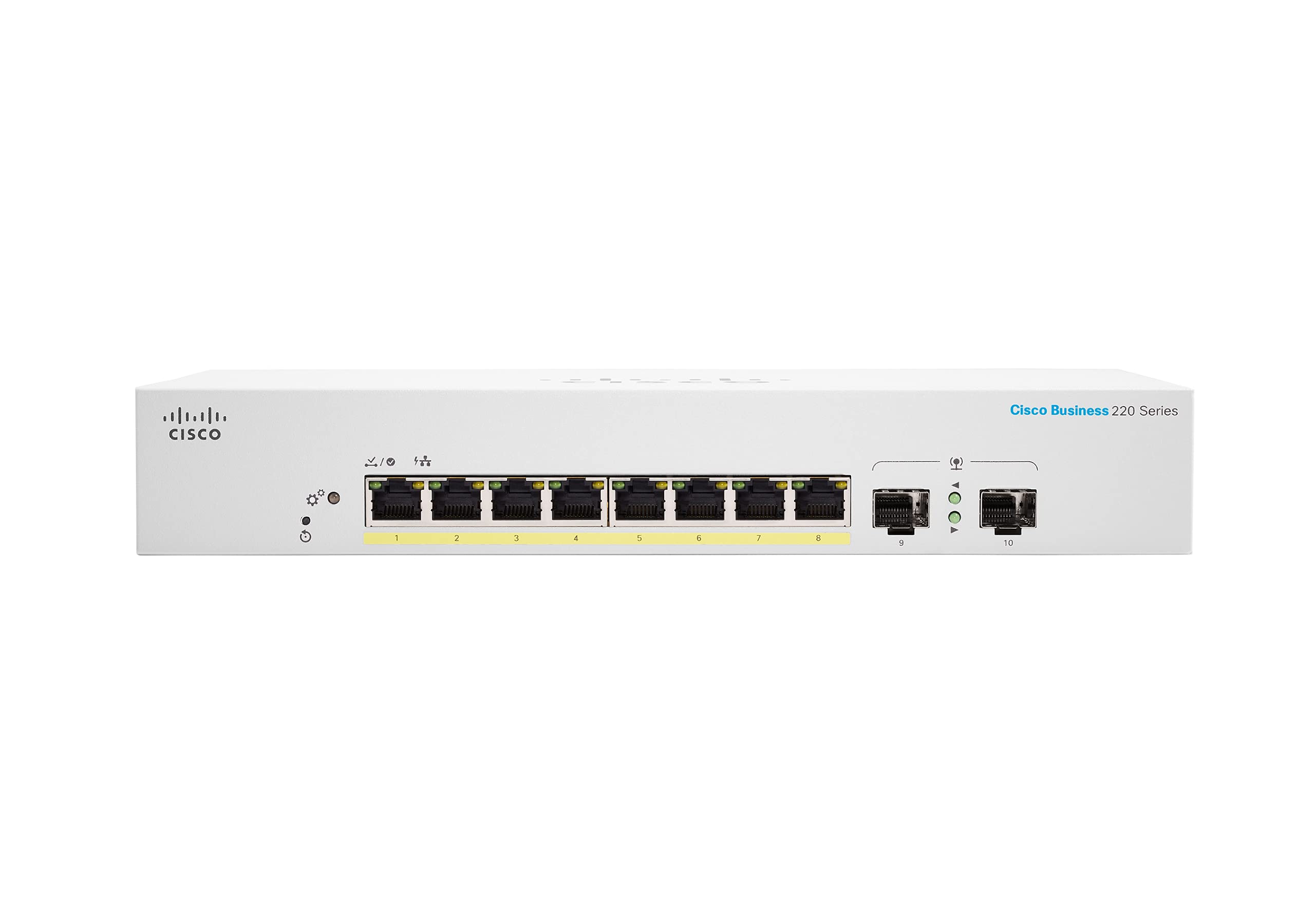 CBS220 SMART 8-PORT GE FULL PO  E EXT PS 2X1G SFP - Código: CBS220-8FP-E-2G-NA | Compra en Guadalajara