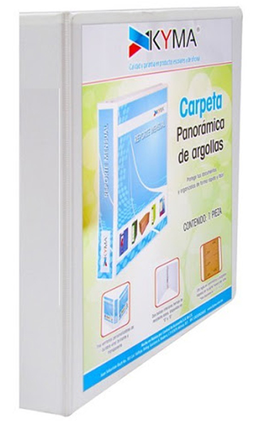 Carpeta Panorámica Kyma de Vinil Tamaño Carta 1/2 Aro en D Blanca CPKCBHD-050-BCA - Código: CPKCBHD-050-BCA | Compra en Guadalajara