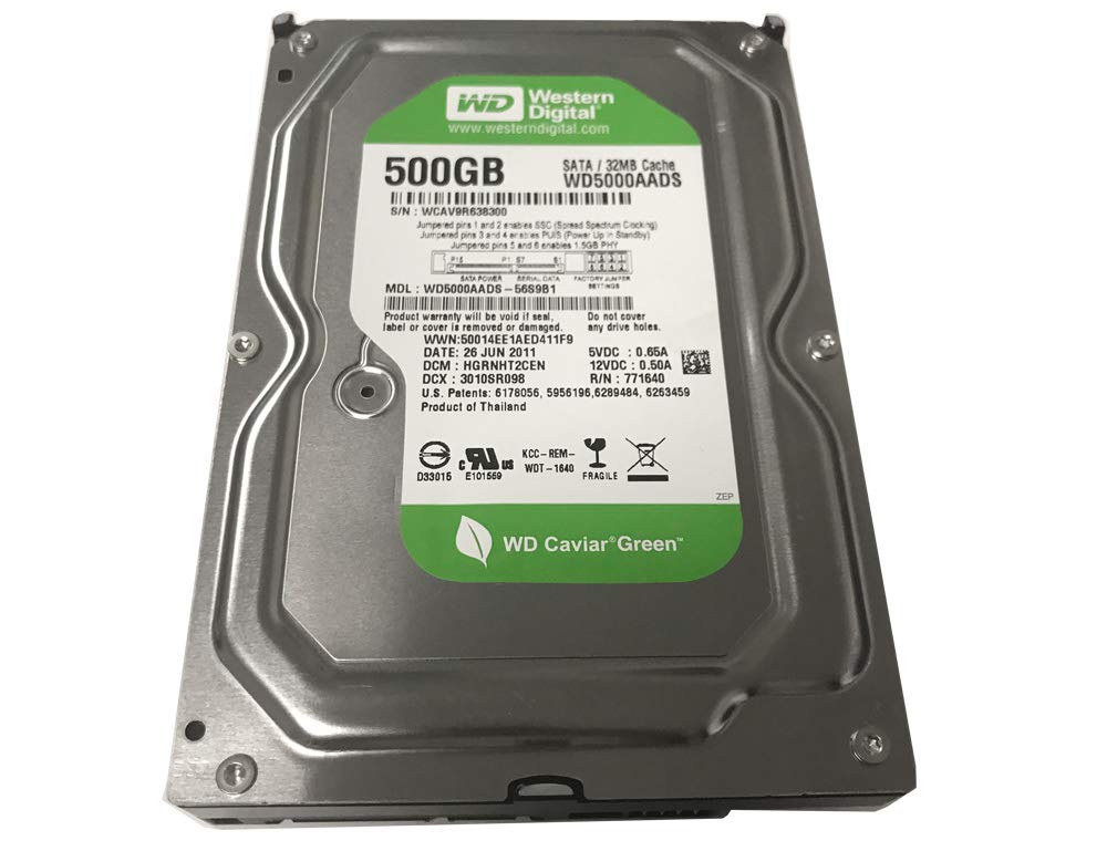 WD Caviar Green WD5000AADS 500 GB Hard Drive - 3.5 Internal - SATA SATA/300 WD5000AADS - Código: WD5000AADS | Compra en Guadalajara