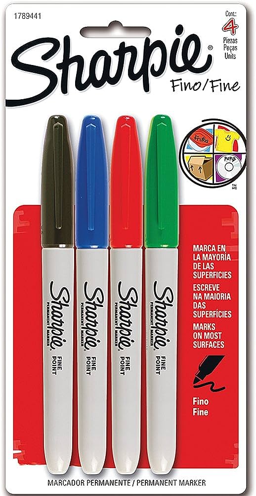 Marcador Permanente Sharpie Fino Colores Surtidos C/4 Pzas 1825090 - Código: 1825090 | Compra en Guadalajara