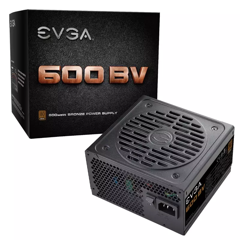 FUENTE DE PODER EVGA 600W BV 80  PLUS BRONZE ATX/PCIE 2/EPS/40A - Código: 100-BV-0600-K1 | Compra en Guadalajara