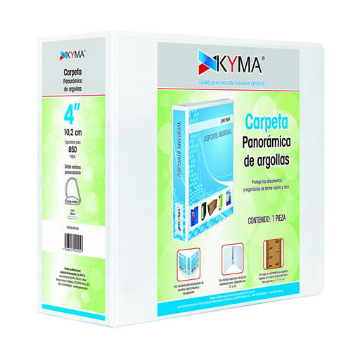 Carpeta Panorámica Kyma de Vinil Tamaño Carta 4 Aro en D Blanca CPKCBHD-400-BCA - Código: CPKCBHD-400-BCA | Compra en Guadalajara