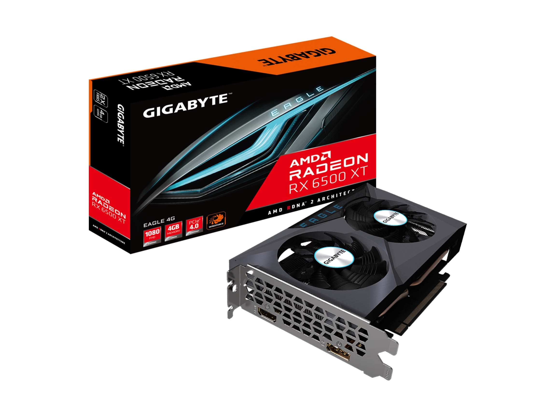 GPU GIGABYTE RADEON RX 6500 XT EAGLE 4G GDDR6 - GV-R65XTEAGLE-4GD