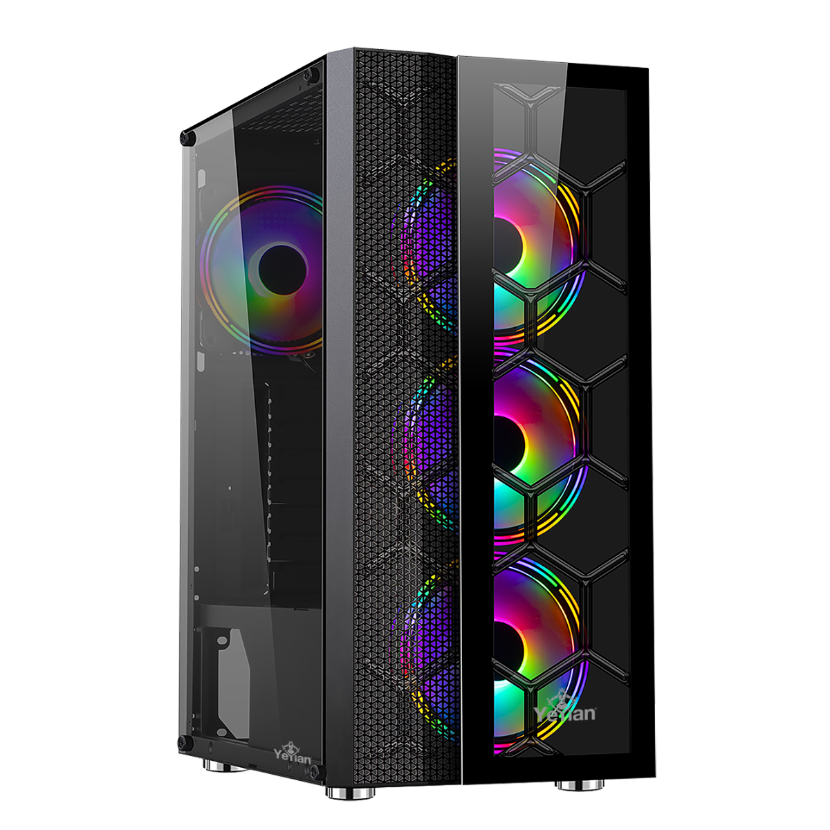 GABINETE YEYIAN GAMER YCH-7S3V-01BK RAPTURE2500CRISTEMPL/3VEN/ATX/ARGED - Código: YCH-7S3V-01BK(ED) | Compra en Guadalajara