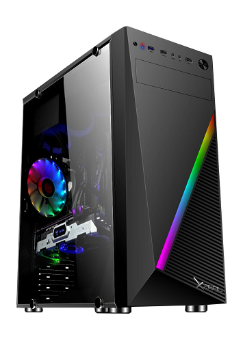 REPARADOGABINETE XZEAL XZ100 ATX/ MICRO ATX/ MINI ITX NEGRO RGB  - Código: XZCGB00B- | Compra en Guadalajara