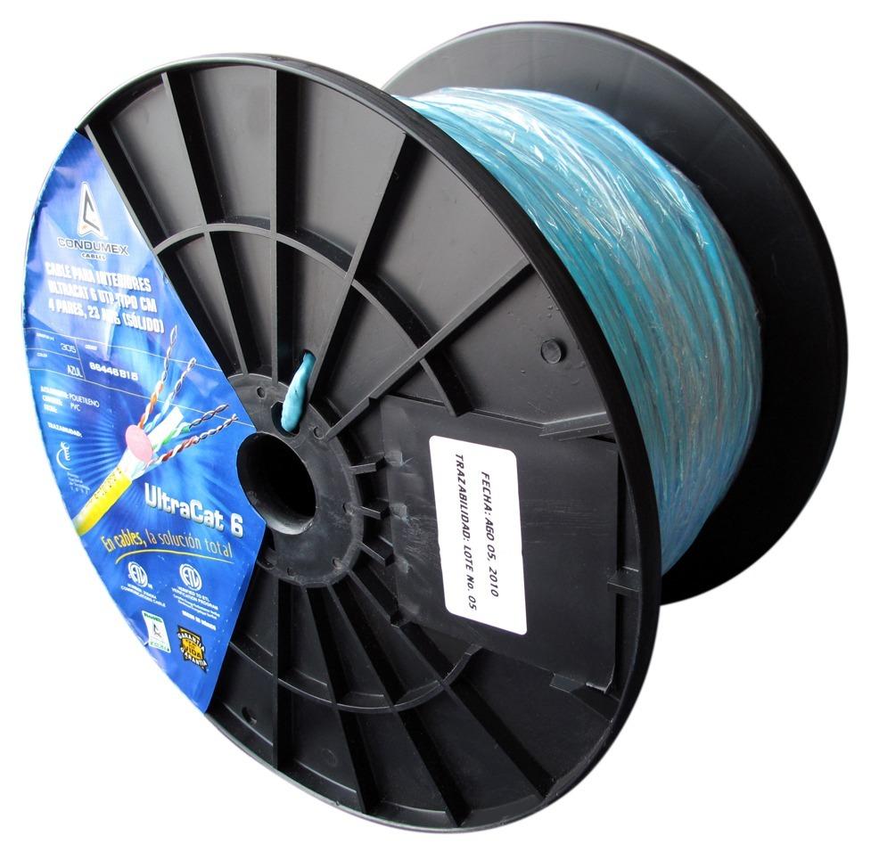 Cable UTP CONDUMEX 66446815 Cable UTP CAT6 Para Interior 4 Pares 23 AWG Bobina De 305 Mts 100 Cobre Color Azul - Código: 66446815 | Compra en Guadalajara