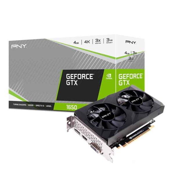 PNY GeForce GTX 1650 - Dual Fan Edition - tarjeta gráfica - GF GTX 1650 - 4 GB GDDR6 - PCIe 3.0 x16 - DVI HDMI DisplayPort - Código: VCG16504D6DFXPB1 | Compra en Guadalajara
