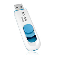 MEMORIA FLASH ADATA C008 32GB USB 2.0 BLANCO/AZUL RETRACTIL - C008W-32GB