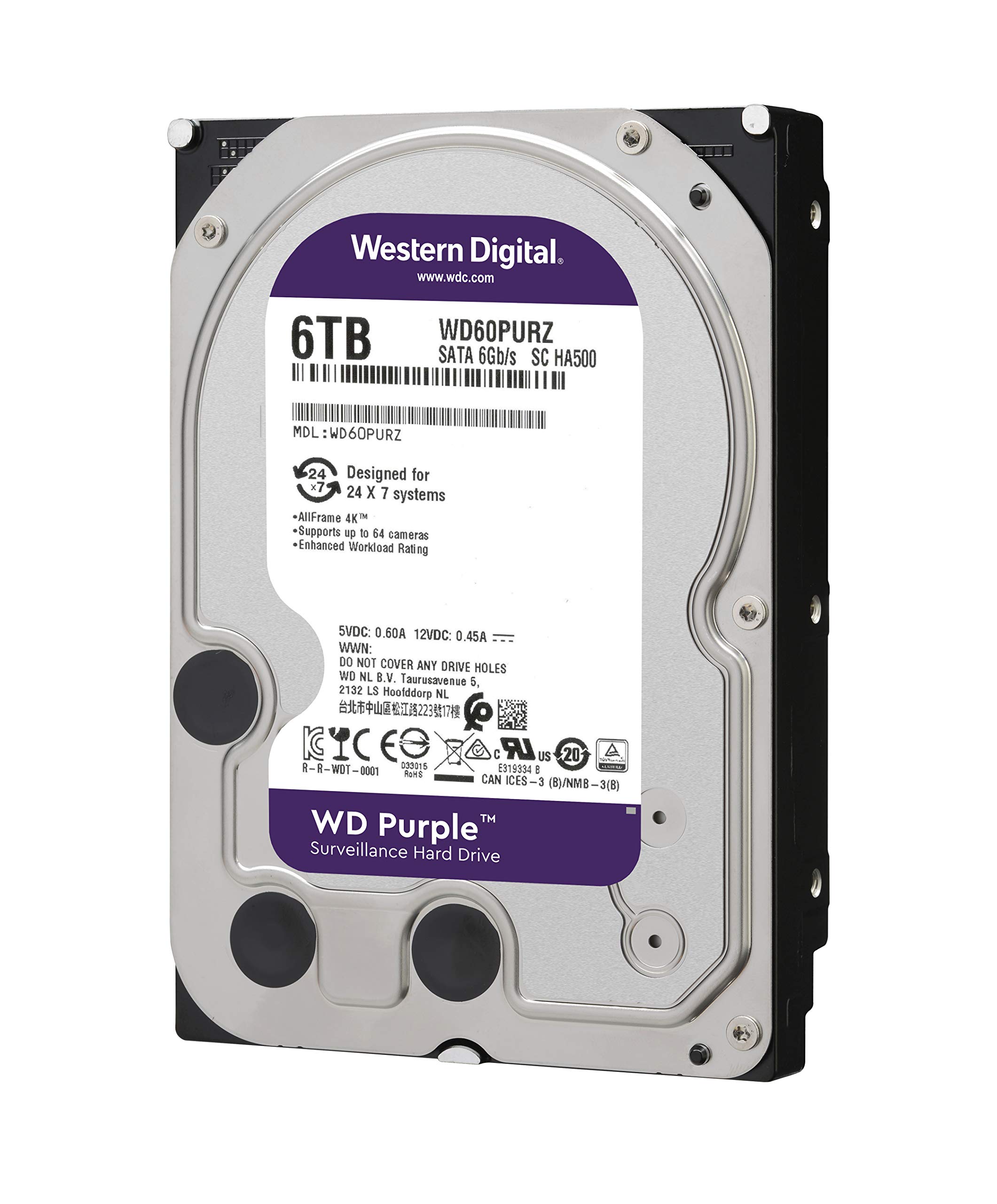 DISCO DURO INTERNO WD PURPLE 6TB 35 WD64PURZ 256MB VIDEOVIGILANCIA M - Código: WD64PURZMX | Compra en Guadalajara
