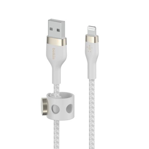 CABLE PRO FLEX LIGHTNING A USB-A CON CORREA 1M WHT CAA010BT1MWH - Belkin