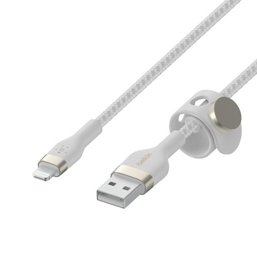 CABLE PRO FLEX LIGHTNING A USB-A CON CORREA 1M WHT CAA010BT1MWH - Belkin