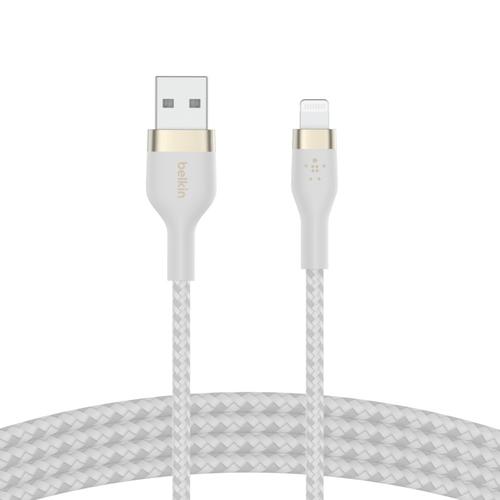 CABLE PRO FLEX LIGHTNING A USB-A CON CORREA 1M WHT CAA010BT1MWH - Belkin