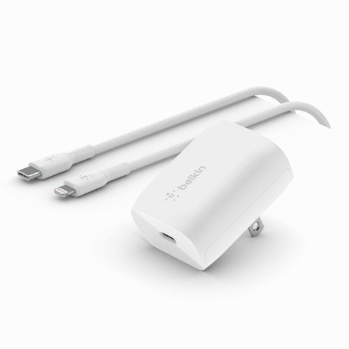 Belkin - Adaptador de corriente - tecnología PPS - 20 vatios - 3 A - Fast Charge Suministro de energía 3.1 24 pin USB-C - blanco - Belkin