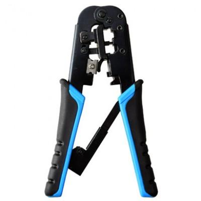 Pinza Crimpeadora BROBOTIX RJ11/RJ12/RJ45 AZUL Pinza Para Crimpear Plug Modular RJ45/RJ11/RJ12 Corta Y Pela c/Trinquete Negro-Azul 180568 BROBOTIX - Código: 180568 | Compra en Guadalajara