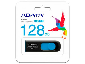 FLASH ADATA UV128 NEGRO CON AZUL 128G 3.0 - UV128BE-128