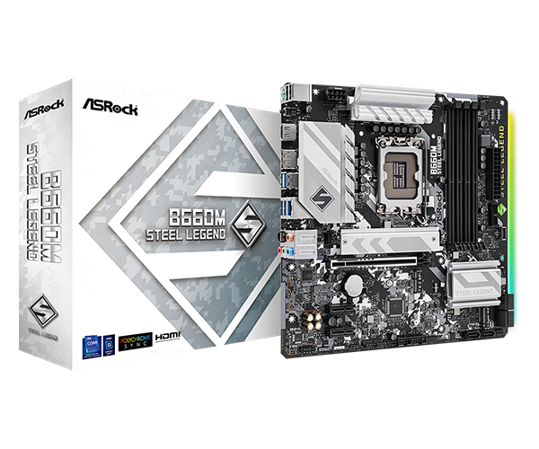 MB ASROCK B660M STEEL LEGEND 1700 13th/12th DDR4 MATX B660M STEEL LEGEND - Código: B660M STEEL LEGEND | Compra en Guadalajara