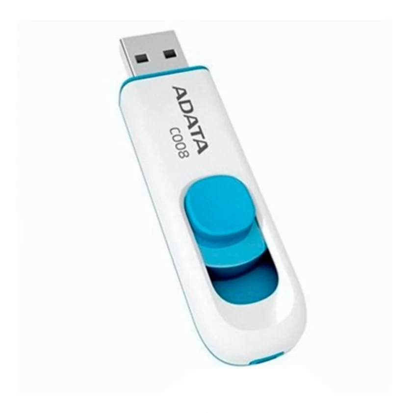 MEMORIA FLASH ADATA C008 16GB USB 2.0 BLANCO/AZUL RETRACTIL - C008W-16GB