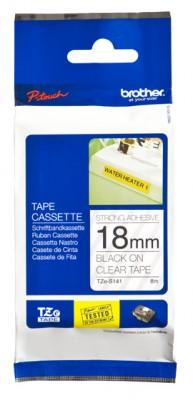 Etiqueta clara continua laminada con adhesivo super resistente Brother TZES141, de 18 mm de ancho x 8 mts de largo. Impresión en negro. TZES141 TZES141 EAN UPC 012502626237 - TZES141