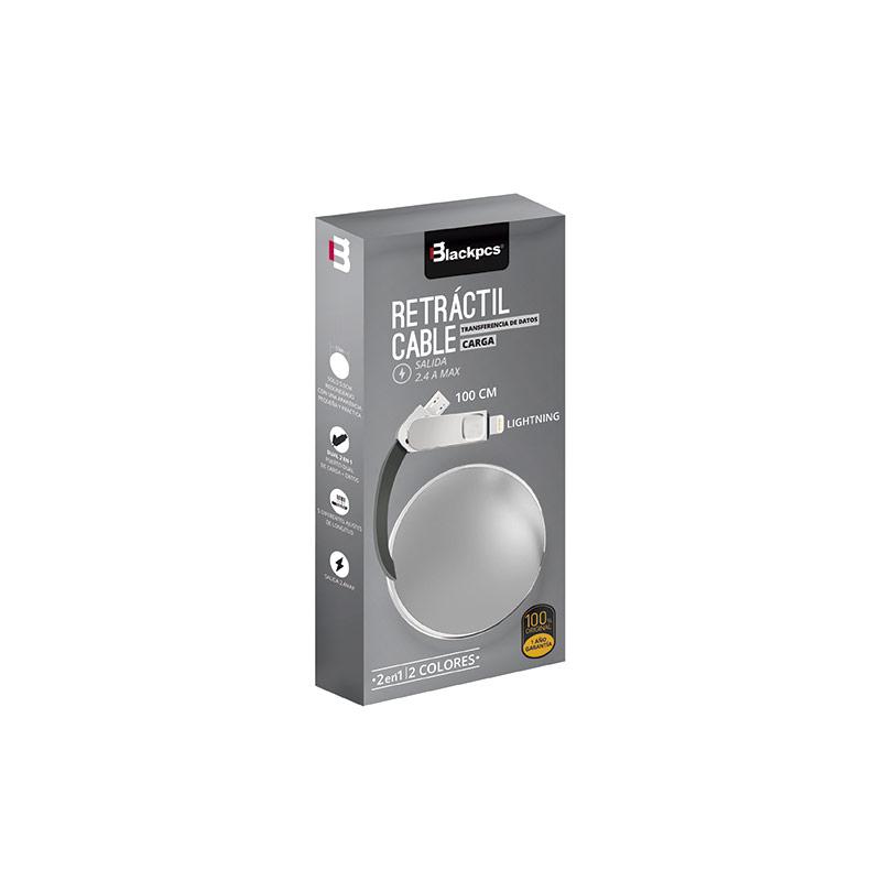 CABLE BLACKPCS CA-RETRACTIL V8/C PLATA 1M PLASTICO 2.1A C CASMCPR-3 - Código: CASMCPR-3 | Compra en Guadalajara