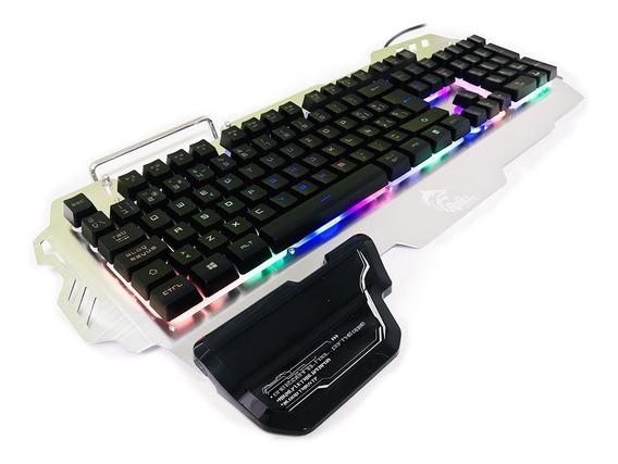 TECLADO RAIJU GAMING E SPORTS RGB CON SOPORTE DE TELEFONO MOVIL USB CABLE 16M ALUMINIO RAIJU KD01 - Código: RAIJU-KD01 | Compra en Guadalajara