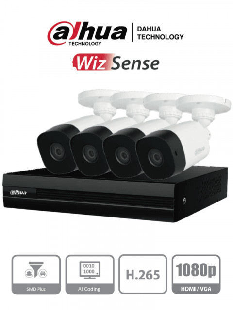 KIT DAHUA KITXVR1B08-I-2MP4CP 8 CANALES 2 MEGAPIXELES CON 4 CAMARAS DVR COOPER-I WIZSENSE CON IA H.265 4 CAMARAS B1A21 1080P 8 CANALES 2 IP O HASTA 10 CANALES IP 4 CH SMD PLUS BUSQUEDA DE HUMANOS Y VEHICULOS/ACCESORIOS INCLUIDOS DHT0260004 - Código: DHT0260004 | Compra en Guadalajara