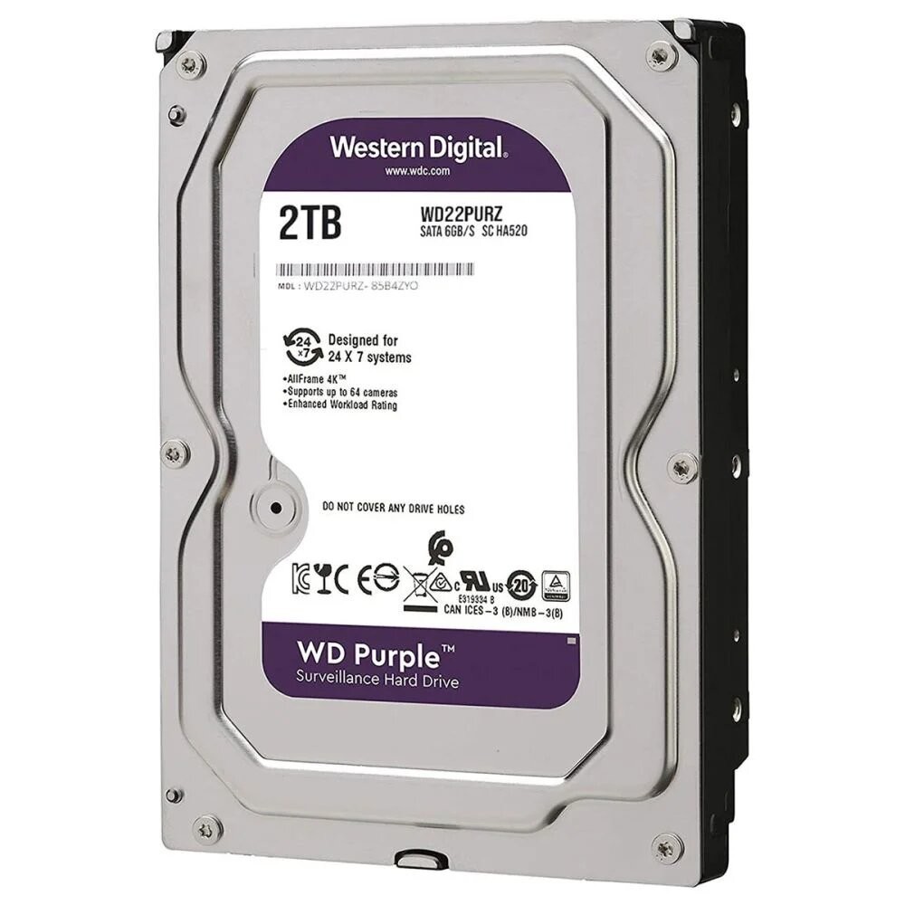 Western Digital - Hard drive - Internal hard drive - 2 TB - 3.5 - 5400 rpm - PURPLE MX - Código: WD22PURZMX | Compra en Guadalajara