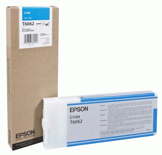 TINTA CYAN STYLUS PRO 4800  / 4880 220 ML - Código: T606200 | Compra en Guadalajara