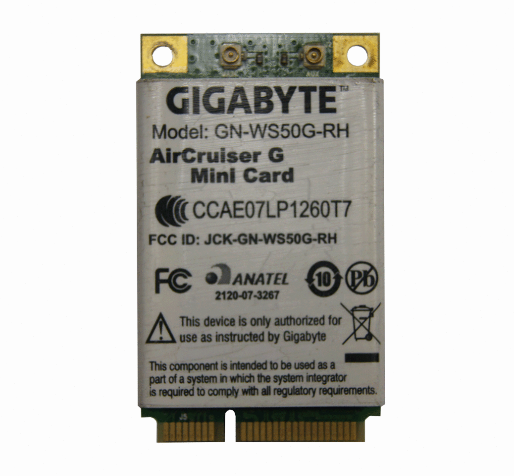 GIGA-BYTE AirCruiser GN-WS50G 802.11b/g Wireless Mini PCI Card GN-WS50G-RH UPC 818313004307 - GN-WS50G-RH
