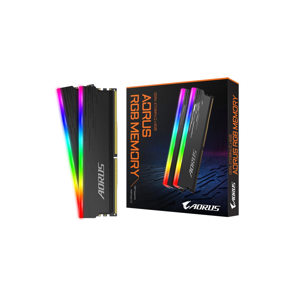 AORUS RGB - DDR4 - kit - 16 GB 2 x 8 GB - DIMM de 288 contactos - 3733 MHz / PC4-29800 - CL18 - 1.4 V - sin búfer - no ECC - gris - Código: GP-ARS16G37 | Compra en Guadalajara