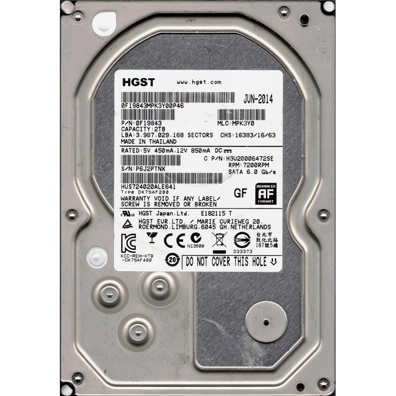 HITACHI 2TB 3.5 SATA PULL HUS724020ALE641 - Código: HUS724020ALE641 | Compra en Guadalajara