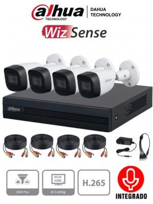 Kit De Videovigilancia Dahua Technology DH-KIT/XVR1B04-I/4-HFW1200CMN-A-0280B-S5 DAHUA KITXVR1B04-IHFW1200CMA -Kit De 4 Incluye XVR 4 CH WizSH.265 4 Cámaras Metálicas Con Micrófono 4 Canales Más 1IP O Hasta 5 Canales IP - Código: KITXVR1B04-I+HFW1200CMA | Compra en Guadalajara