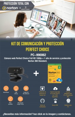 KIT DE SEGURIDAD CAMARA WEB AUT  MAS ANTIVIRUS NORTON 1 AO 1 EQUIPO - Código: PC-990062 | Compra en Guadalajara