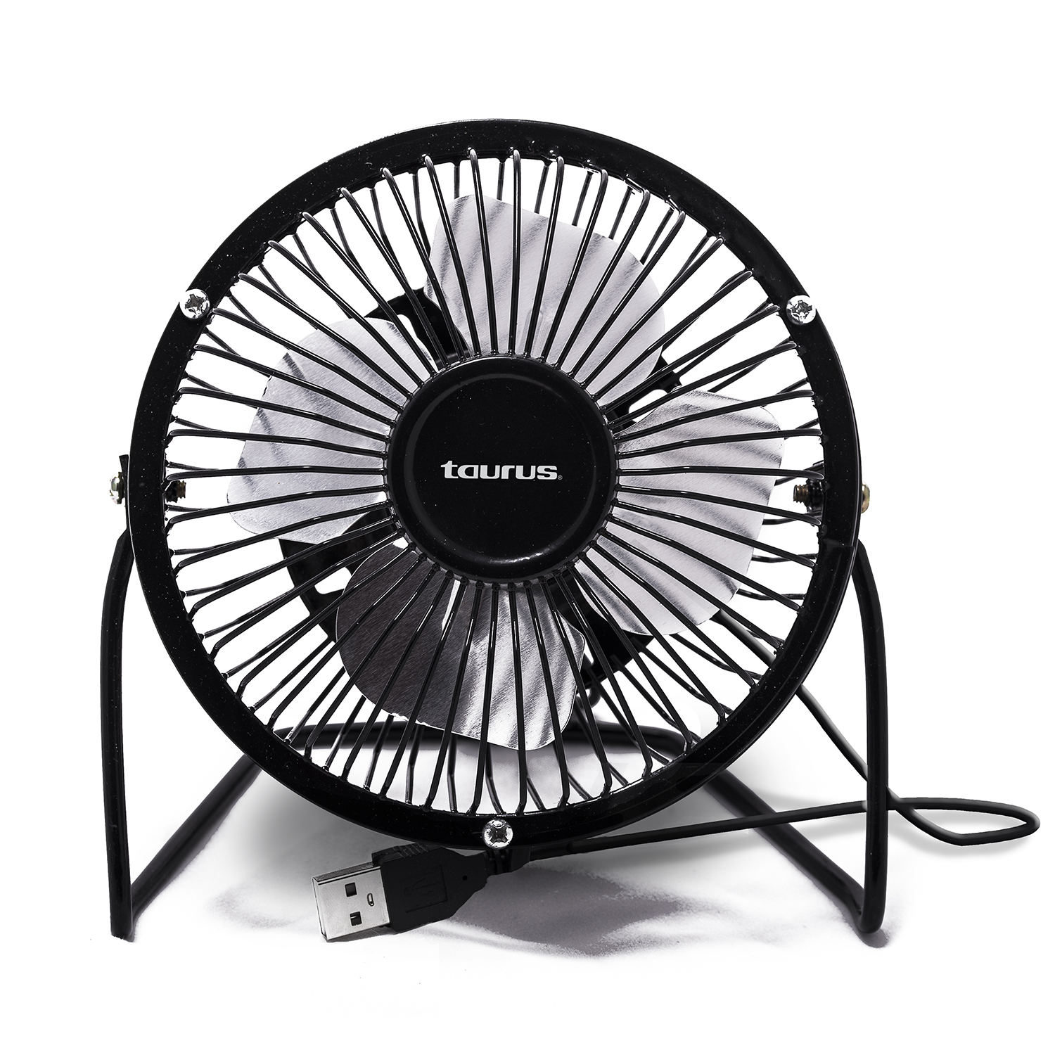 Ventilador de escritorio Taurus 4 pulgad Ventilador de escritorio sin oscilación 4 hojas con rejillas metálicas medidas aproximadas 6.49 x 3.74 x 6.1 cm 1 año de garantía y con puerto USB                                                                                                              as modelo minifan color negro            - MINI FAN