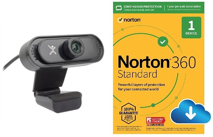 KIT DE SEGURIDAD CAMARA WEB HD  MAS ANTIVIRUS NORTON 1 ANO 1 EQUIPO - Código: PC-990055 | Compra en Guadalajara