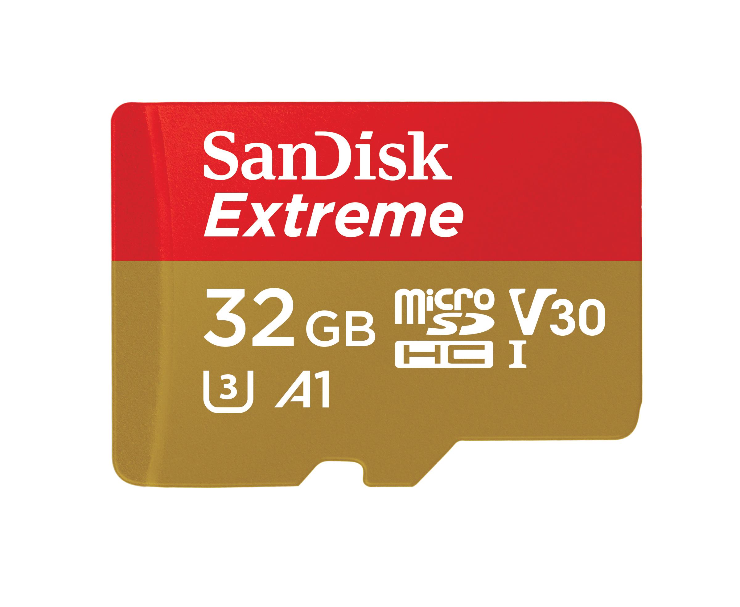 SanDisk Extreme - Tarjeta de memoria flash adaptador microSDHC a SD Incluido - 32 GB - A1 / Video Class V30 / UHS-I U3 - microSDHC UHS-I - Código: SDSQXAF-032G-GN6AA | Compra en Guadalajara