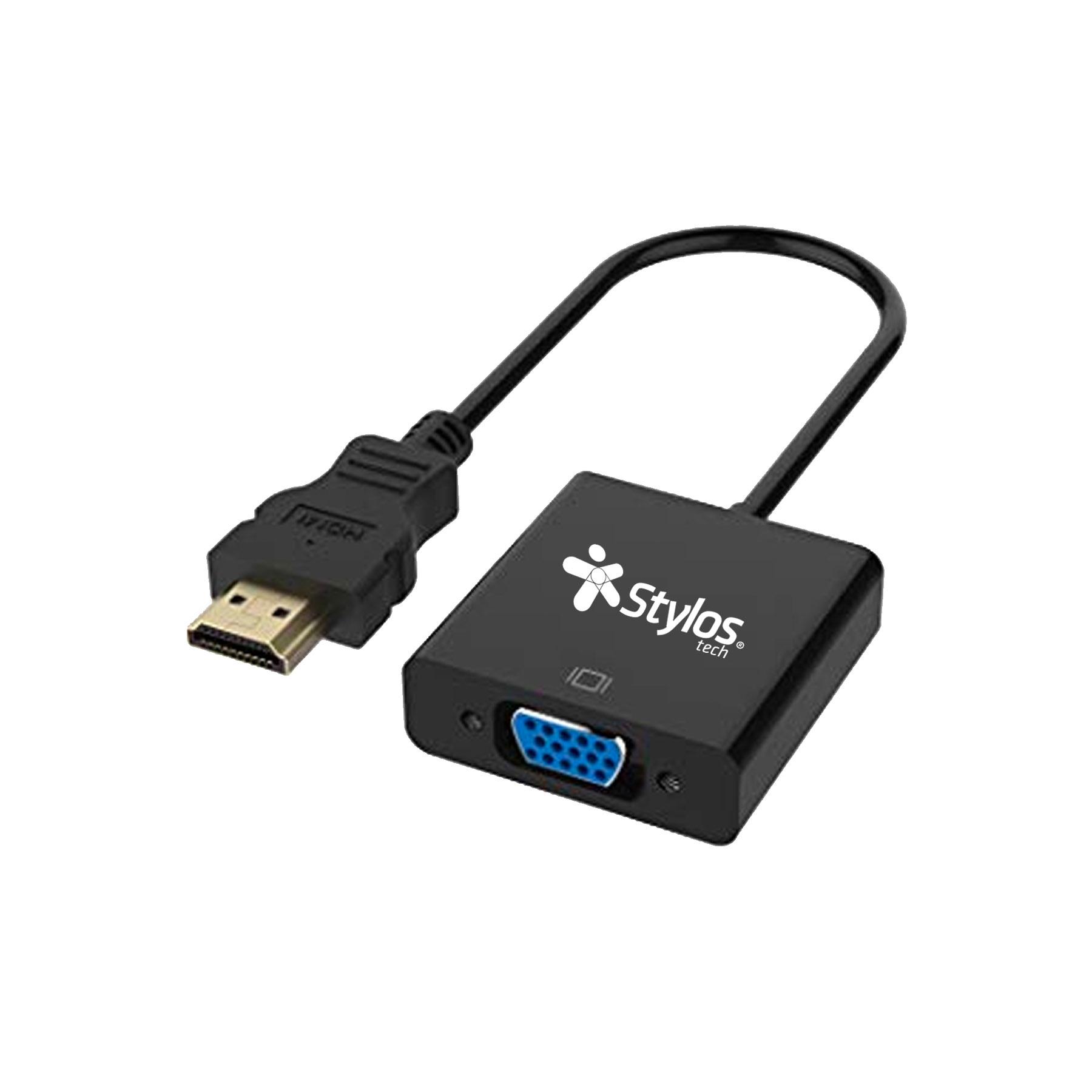CABLE HDMI/VGA STYLOS STACHV1B HDMI-VGA- AUX 3.5MM -15CM STACHV1B - Código: STACHV1B | Compra en Guadalajara