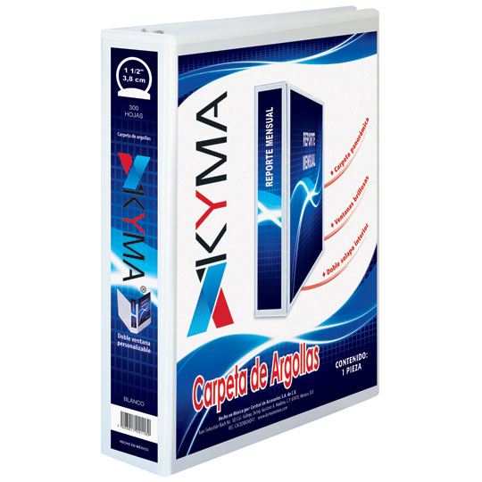 Carpeta Panorámica Kyma de Vinil Tamaño Carta 1 1/2 Aro en O Blanca CPKCBHO-150-BCO - Código: CPKCBHO-150-BCO | Compra en Guadalajara