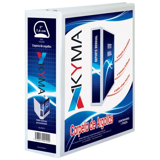 Carpeta Panorámica Kyma de Vinil Tamaño Carta 3 Aro en D Blanca CPKCBHD-300-BCA - Código: CPKCBHD-300-BCA | Compra en Guadalajara