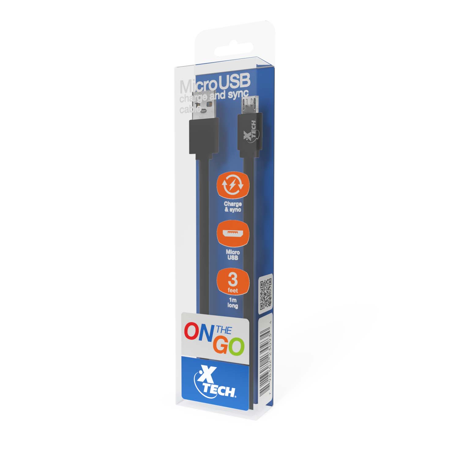 Xtech XTG-231 - Cable USB - USB M a Micro-USB tipo B M - USB 2.0 - 5 V - 2.4 A - 1 m - plano - negro blanco azul verde naranja paquete de 10 - Código: XTG-231 | Compra en Guadalajara