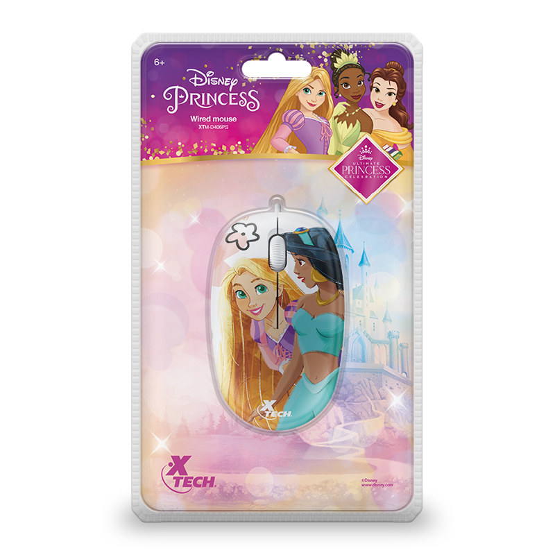 Mouse Alámbrico XTech XTM-D406PS Ambidiestro Princesas Disney 3 Botones 1 Velocidad XTM-D406PS - Código: XTM-D406PS | Compra en Guadalajara